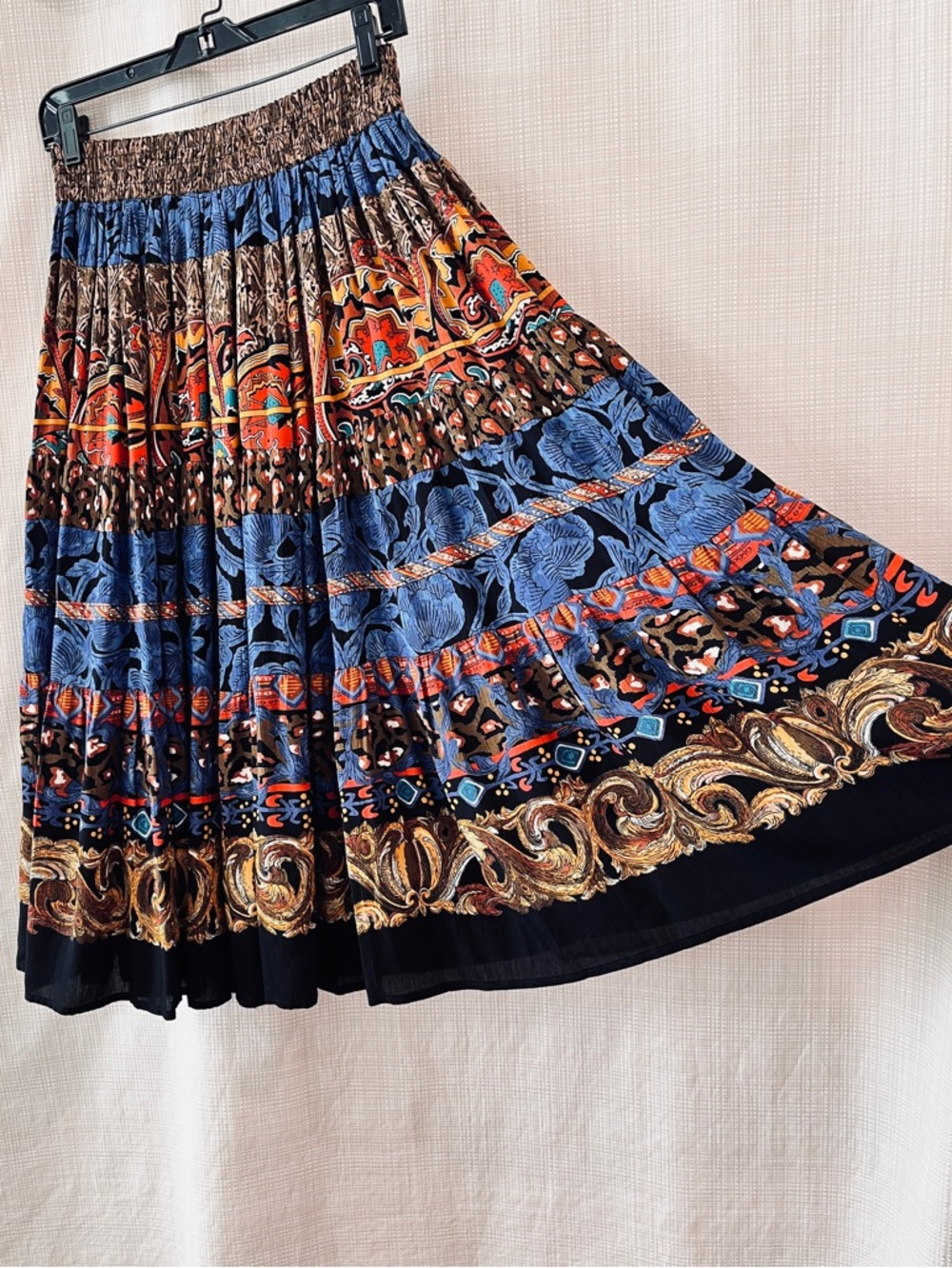 Vintage 90s Carole Little Boho Whimsigoth Tiered Skirt Patchwork Baroque Funky - Picture 5 of 15